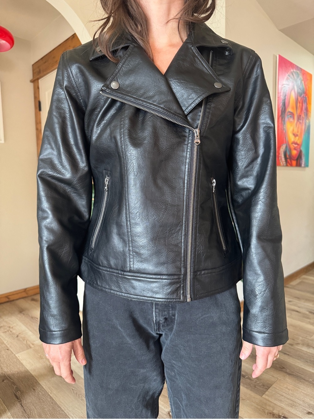 Classic leather CAT Caterpillar moto/biker jacket M black NWT